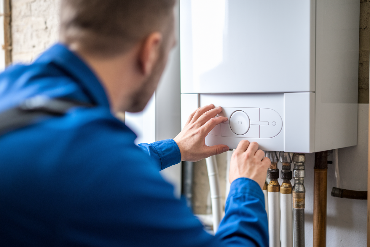 technicien-dos-mains-chaudiere